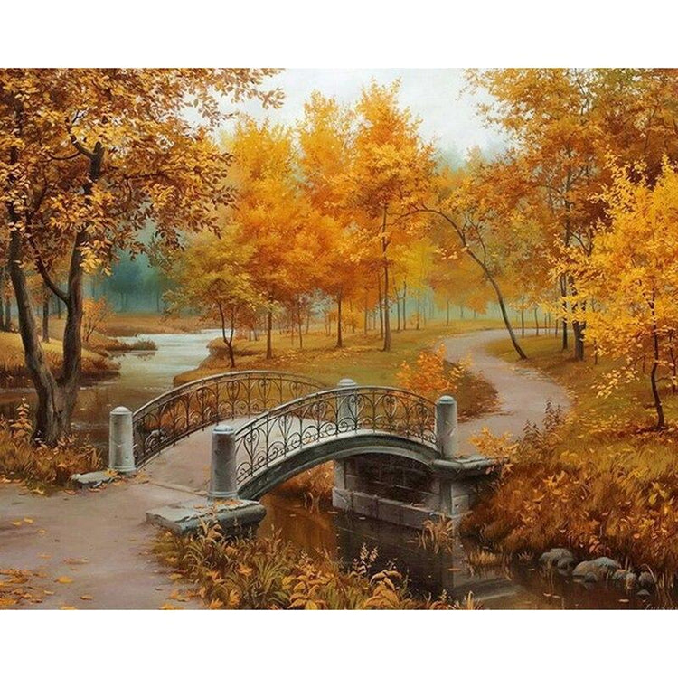 Brücke im Wald Diamond Painting Diamant Malerei-DiamondpaintingX.ch