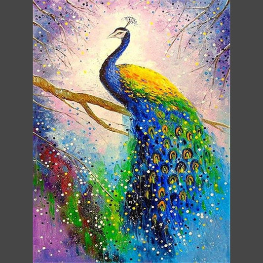 Pfau am beobachten Diamond Painting Diamant Malerei-DiamondpaintingX.ch