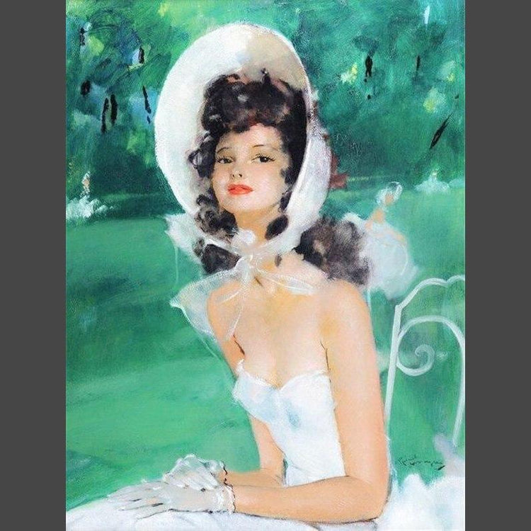 Pinup Weiss 1 Diamond Painting Diamant Malerei-DiamondpaintingX.ch