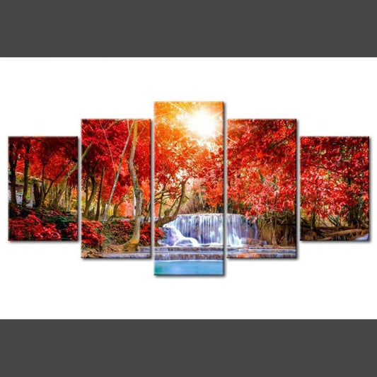 Sonne - Wasserfall Multi Panel Diamond Painting Diamant Malerei-DiamondpaintingX.ch