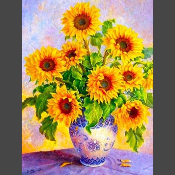 Sonnenblume in cooler Vase Diamond Painting Diamant Malerei-DiamondpaintingX.ch