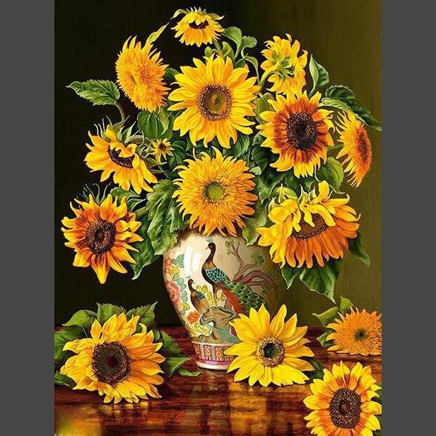 Sonnenblumen in Vase Diamond Painting Diamant Malerei-DiamondpaintingX.ch