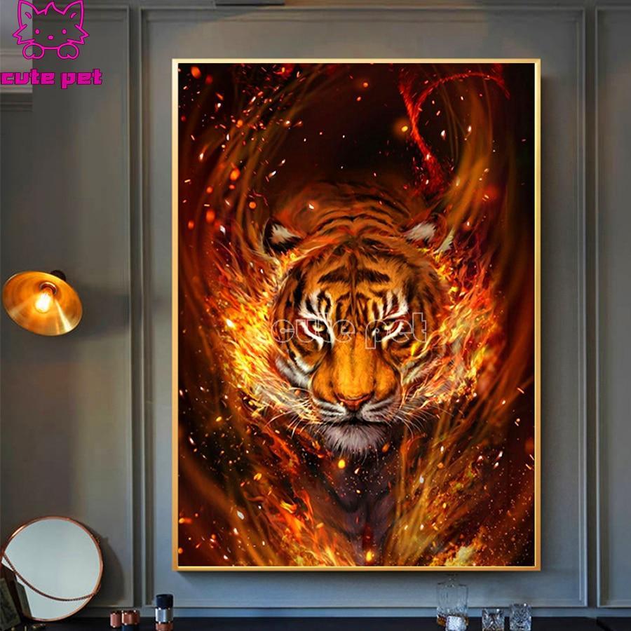 Tiger Fantasie rot Diamond Painting Diamant Malerei-DiamondpaintingX.ch