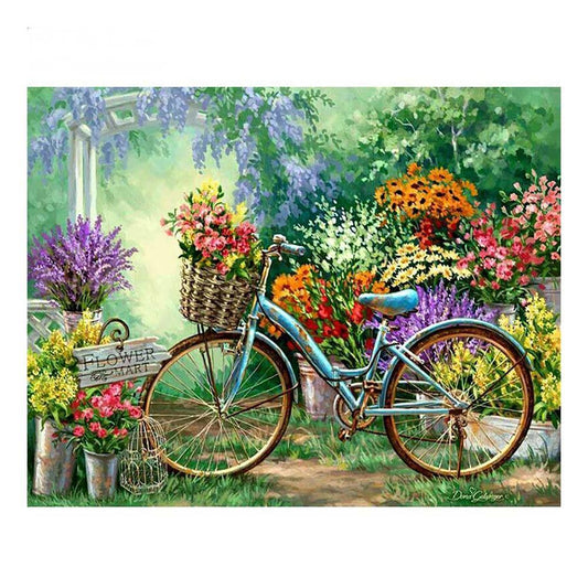 Velo mit Blumen Diamond Painting Diamant Malerei-DiamondpaintingX.ch