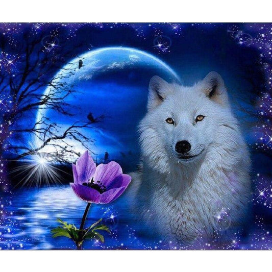 Wolf im Mondlicht Diamond Painting Diamant Malerei-DiamondpaintingX.ch