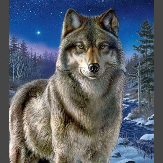 Wolf im Schnee Diamond Painting Diamant Malerei-DiamondpaintingX.ch