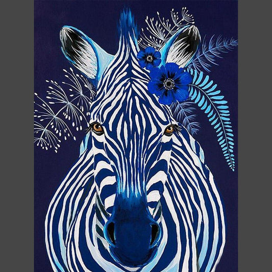 Zebra blau Diamond Painting Diamant Malerei-DiamondpaintingX.ch