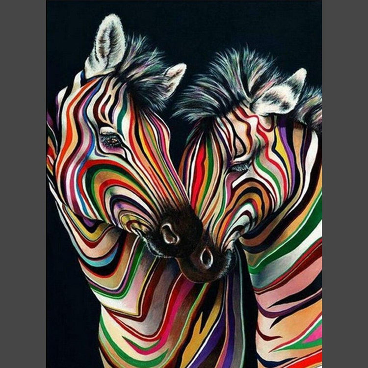 Zebra bunt Diamond Painting Diamant Malerei-DiamondpaintingX.ch